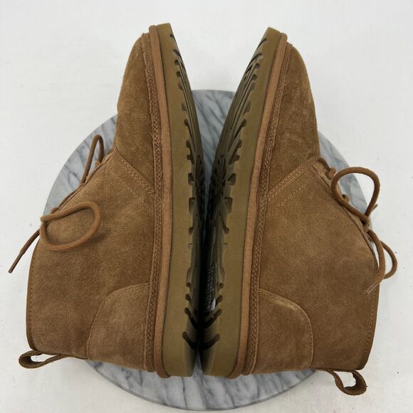 UGG Neumel Chukka Boots Mens 13 Chestnut Suede Wool Lined Lace Up Winter Shoe - Picture 6 of 12